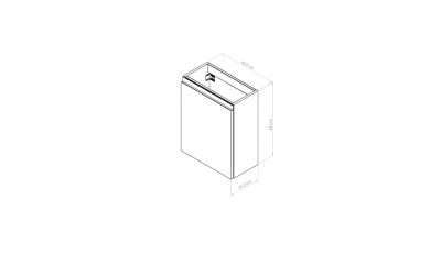 Meuble lave mains suspendu effet chêne clair 1 porte l.43,5 x H.55 x P.23,2 cm GoodHome Imandra