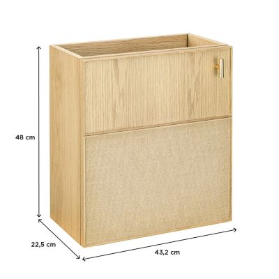 Meuble lave mains suspendu l.43,2 x H.48 x P.22,5 cm, effet chêne clair et jute, Homesight Java
