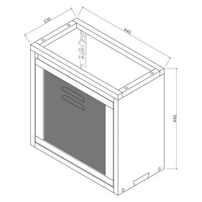 Meuble lave mains suspendu l.44 x H.44 x P.23 cm, chêne massif et métal noir, Cooke & Lewis Indus