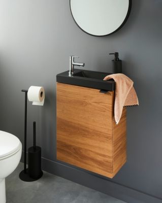 Meuble lave mains suspendu l.44 x H.55 x P.23 cm, effet noyer, GoodHome Imandra
