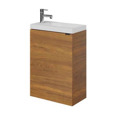 Meuble lave mains suspendu l.44 x H.55 x P.23 cm, effet noyer, GoodHome Imandra