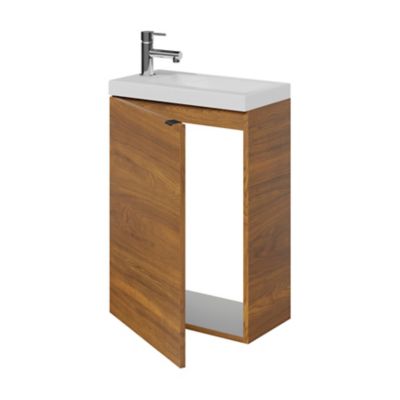 Meuble lave mains suspendu l.44 x H.55 x P.23 cm, effet noyer, GoodHome Imandra