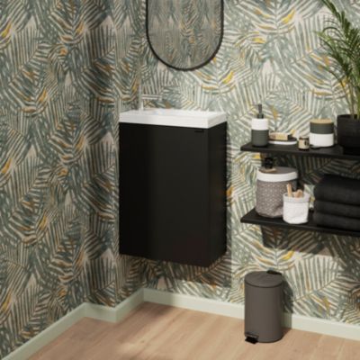 Meuble lave mains suspendu l.44 x H.55 x P.23 cm, noir mat, GoodHome Imandra