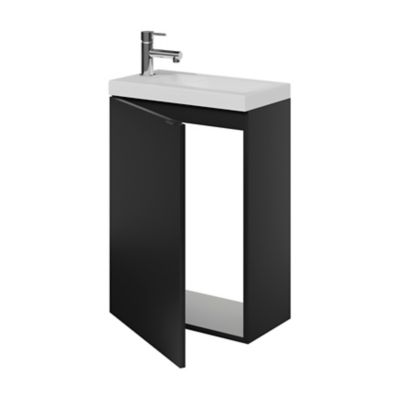 Meuble lave mains suspendu l.44 x H.55 x P.23 cm, noir mat, GoodHome Imandra