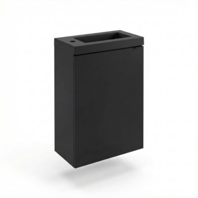 Meuble lave-mains suspendu noir mat l.44 cm Imandra + plan vasque noir résine Beni, GoodHome