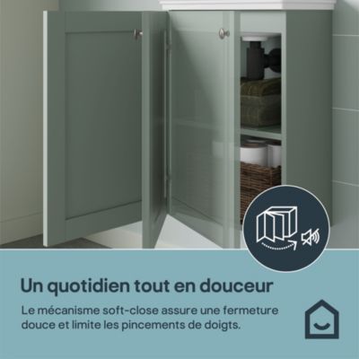 Meuble lave mains suspendu vert sauge 1 porte l.43,5 x H.55 x P.23,2 cm GoodHome Imandra