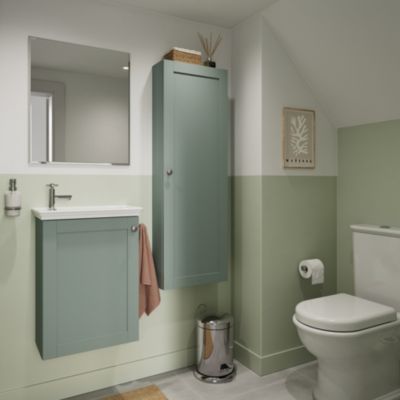 Meuble lave mains suspendu vert sauge 1 porte l.43,5 x H.55 x P.23,2 cm GoodHome Imandra