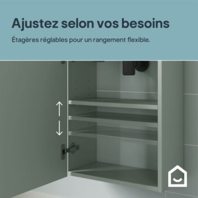 Meuble lave mains suspendu vert sauge 1 porte l.43,5 x H.55 x P.23,2 cm GoodHome Imandra
