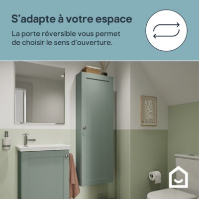 Meuble lave mains suspendu vert sauge 1 porte l.43,5 x H.55 x P.23,2 cm GoodHome Imandra