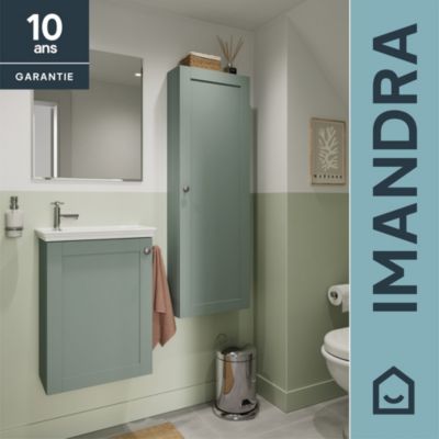 Meuble lave mains suspendu vert sauge 1 porte l.43,5 x H.55 x P.23,2 cm GoodHome Imandra