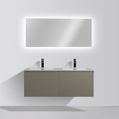 Meuble Luna 1200 gris mat, Avec miroir LED 2073, Brillant