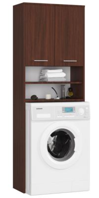 Meuble machine a laver 2 portes Marron 4 étagères 64x30x180 cm