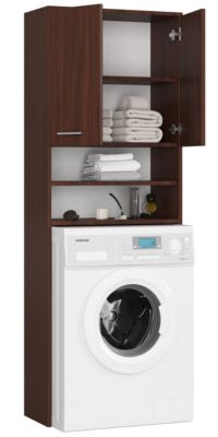 Meuble machine a laver 2 portes Marron 4 étagères 64x30x180 cm