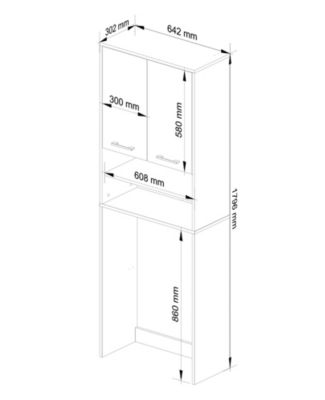 Meuble machine a laver 2 portes Marron 4 étagères 64x30x180 cm