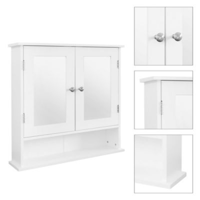 Meuble à miroir armoire murale pour salle de bain compartiment ouvert 56x58x13cm