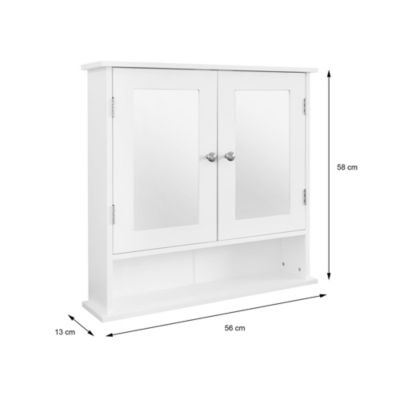 Meuble à miroir armoire murale pour salle de bain compartiment ouvert 56x58x13cm