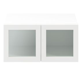 Meuble mural portes battantes vitrées blanches GoodHome Atomia H. 37,5 x L. 75 x P. 37 cm