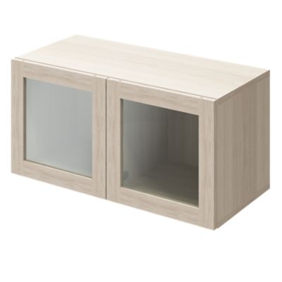 Meuble mural portes battantes vitrées effet chêne GoodHome Atomia H. 37,5 x L. 75 x P. 37 cm