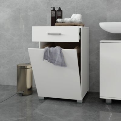 Meuble panier à linge salle de bain armoire toilette MDF mélamine 50x78,5x45 cm