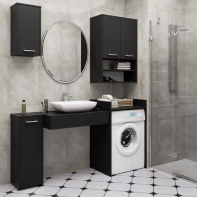 Meuble pour lave-linge AKORD FIN Noir 64 cm 1 étagère 64x50x98 cm