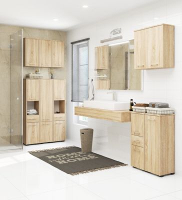 Meuble pour machine à laver AKORD FIN Chêne Sonoma 64 cm 2 portes façade Chêne Sonoma 4 étagères 64x30x180 cm
