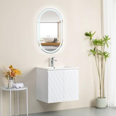 Meuble Prémonté sous vasque Blanc 2 portes 60CM LOSANGE - bain-bain