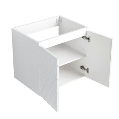 Meuble Prémonté sous vasque Blanc 2 portes 60CM LOSANGE - bain-bain
