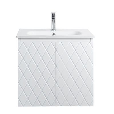 Meuble Prémonté sous vasque Blanc 2 portes 60CM LOSANGE - bain-bain