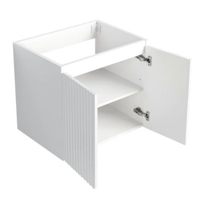 Meuble Prémonté sous vasque Blanc 2 portes strié 60CM LINEA - bain-bain