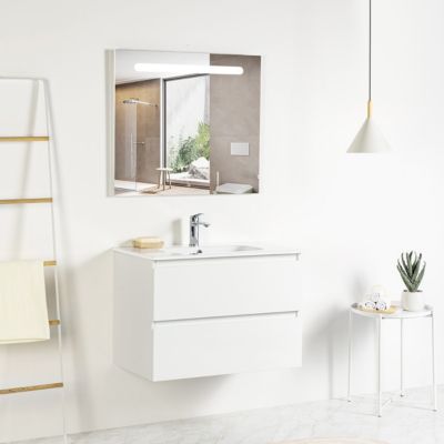 Meuble Prémonté sous vasque Blanc 80Cm SAYA - bain-bain