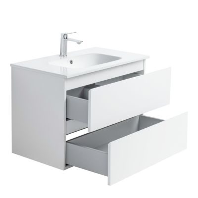 Meuble Prémonté sous vasque Blanc 80Cm SAYA - bain-bain