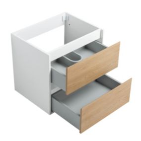 Meuble Prémonté sous vasque Blanc/Bois 60Cm MITIS - bain-bain