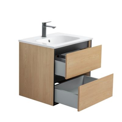 Meuble Prémonté sous vasque Bois/Noir 60Cm MITIS - bain-bain