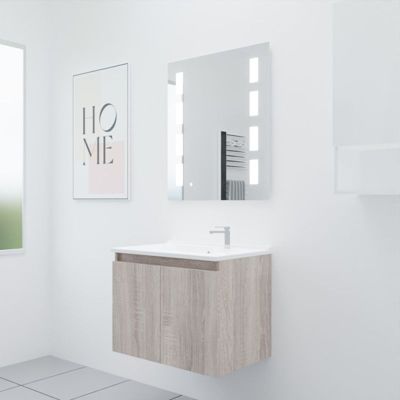 Meuble PROLINE 70 cm avec plan vasque et miroir Prestige- Bois- Plan vasque en Résine