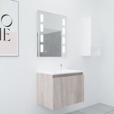 Meuble PROLINE 70 cm avec plan vasque et miroir Prestige- Bois- Plan vasque en Résine