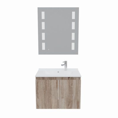 Meuble PROLINE 70 cm avec plan vasque et miroir Prestige- Bois- Plan vasque en Résine