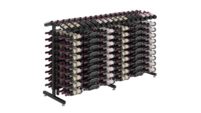 Meuble Range Bouteille Caviste. Îlot de vente 1.14m. Kit de Supports pour 360 bouteilles. Noir mat avec 1 extension