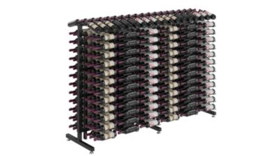 Meuble Range Bouteille Caviste. Îlot de vente 1.42m. Kit de Supports pour 468 bouteilles. 1 extension Noir