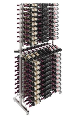 Meuble Range Bouteille Caviste. Îlot de vente 2.2m. Kit de Supports 288 bouteilles. Inox