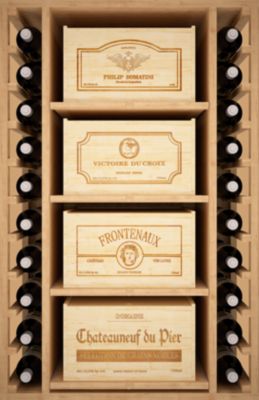 Meuble Range Bouteille de vin double Série Godello en Pin Clair 40 bouteilles avec 8 caisses de bois