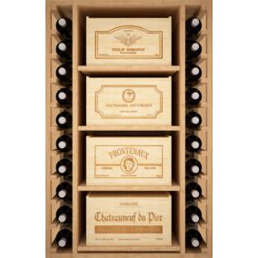 Meuble Range Bouteille de vin double Série Godello en Pin Clair 40 bouteilles avec 8 caisses de bois