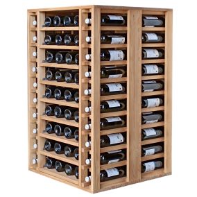 Meuble Range Bouteille de vin Série Godello en Chêne massif 112 bouteilles double profondeur avec 4 tablettes coulissantes