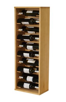 Meuble Range Bouteille de vin Série Godello en Chêne massif 20 bouteilles étiquettes devant