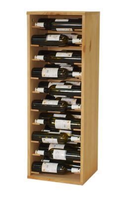 Meuble Range Bouteille de vin Série Godello en Chêne massif 30 bouteilles étiquettes devant
