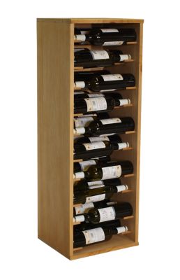 Meuble Range Bouteille de vin Série Godello en Chêne massif 30 bouteilles étiquettes devant