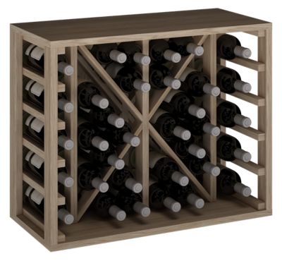 Meuble Range Bouteille de vin Série Godello en Chêne massif 34 bouteilles diamant