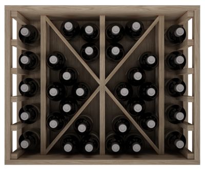 Meuble Range Bouteille de vin Série Godello en Chêne massif 34 bouteilles diamant