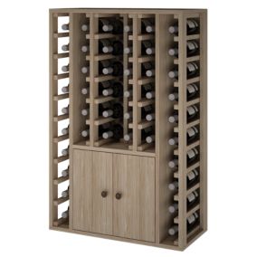 Meuble Range Bouteille de vin Série Godello en Chêne massif 44 bouteilles avec cabinet inférieur