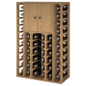 Meuble Range Bouteille de vin Série Godello en Chêne massif 44 bouteilles avec cabinet supérieur