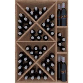 Meuble Range Bouteille de vin Série Godello en Chêne massif 60 bouteilles avec diamant et 3 cubicules droite